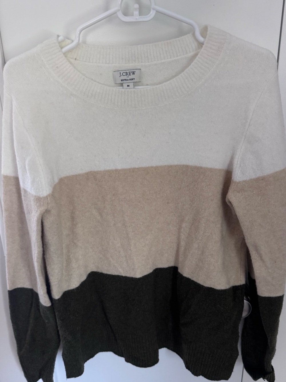 J. Crew Colorblock Crewneck Sweater in Cream, Tan & Black